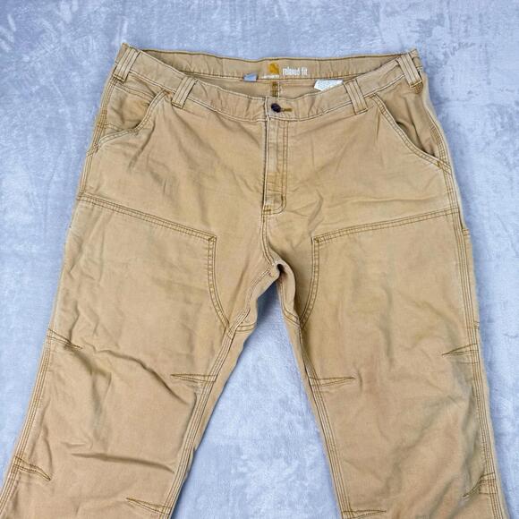 Carhartt Pants Men 40x28.5  Tan Carpenter Double Knee Canvas Grunge Y2K Relaxed - Picture 4 of 9